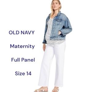 Old Navy Maternity Full-Panel Wide Leg Jeans White Plus Size 14